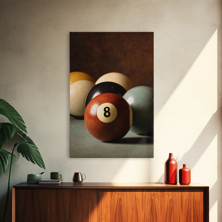 Billiards Eight Ball Canvas Print, Game Room Art, Original Art, Game Room Decor, Play, Trendy Wall Art, Masculine Wall Art, GRA-2x3-58