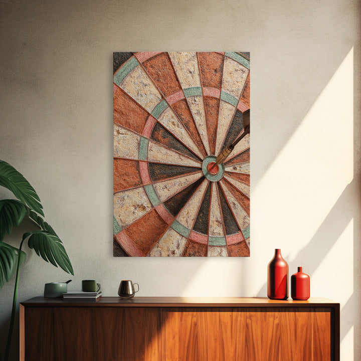 Dartboard Bullseye with Dynamic Motion Framed Canvas Print, Game Room Art, Room Decor, Game Room Decor, Fine Art, Play, GRA-2x3-64