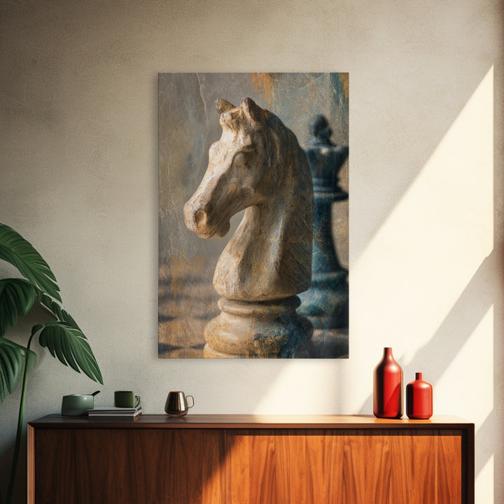 Chess Knight Piece Framed Canvas Print, Game Room Art, Gamer Gifts, Game Room Decor, Fine Art, Play, Original Artwork, GRA-2x3-85