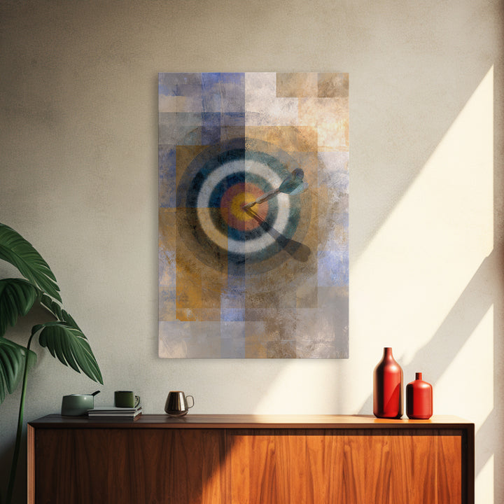 Dartboard Bullseye with Dynamic Motion Framed Canvas Print, Game Room Art, Canvas Art, Game Room Decor, Fine Art, Play, GRA-2x3-88