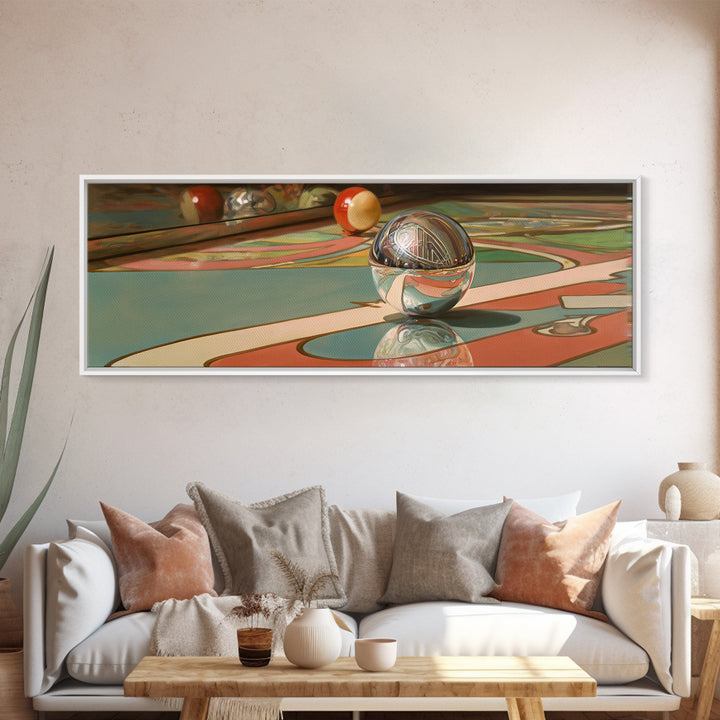 Pinball Silver Ball Canvas Print, Game Room Art, Modern Wall Art, Game Room Decor, Fine Art, Play, Unique Home Decor, GRA-3x1-13