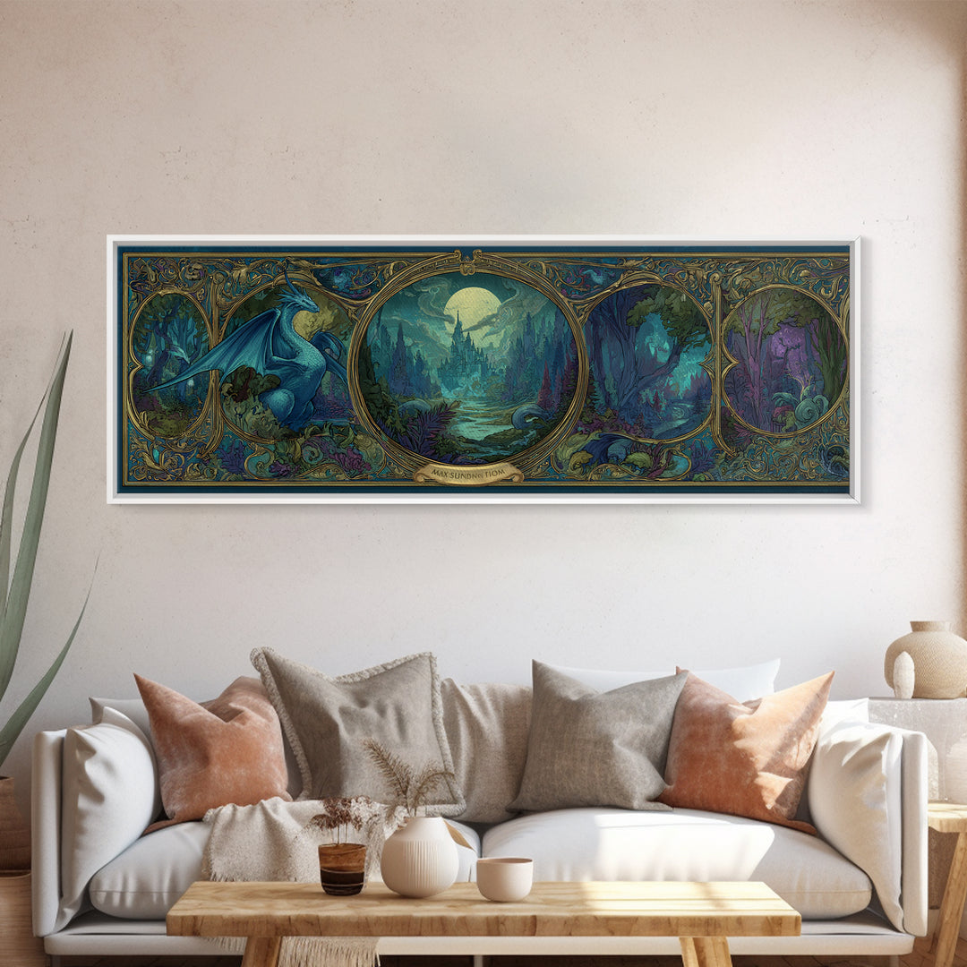 Fantasy Board Game Dragon Token Scene Canvas Print, Game Room Art, Gallery Decor, Game Room Decor, Fine Art, Play, GRA-3x1-3