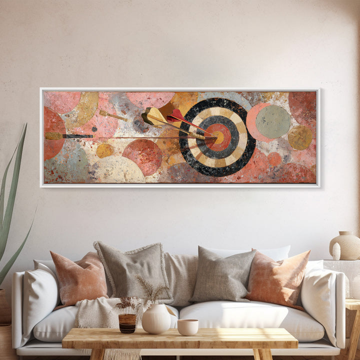 Dartboard Bullseye with Dynamic Motion Canvas Print, Game Room Art, Art Print, Game Room Decor, Fine Art, Play, Canvas Art, GRA-3x1-48