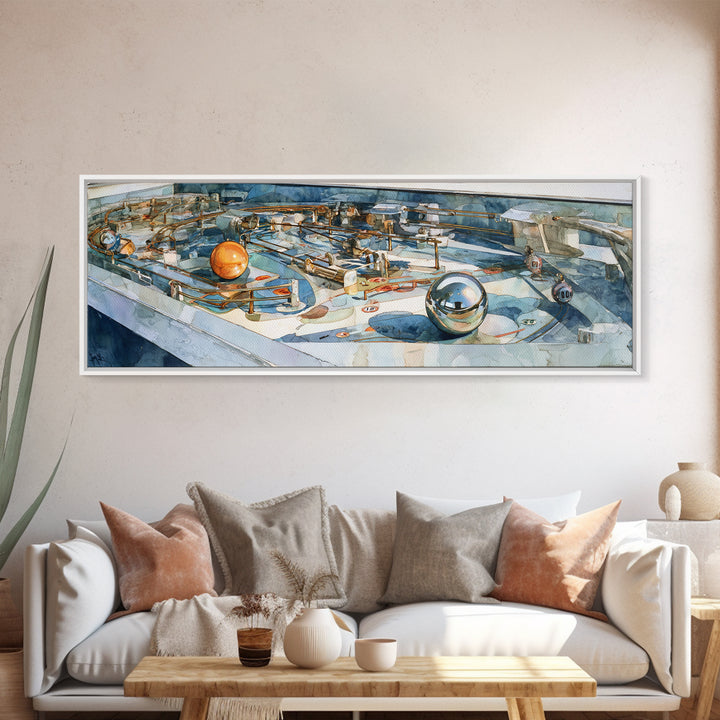Pinball Silver Ball Canvas Print, Game Room Art, Playroom Wall Decor, Game Room Decor, Oil Painting, Play, Statement Artwork, GRA-3x1-61
