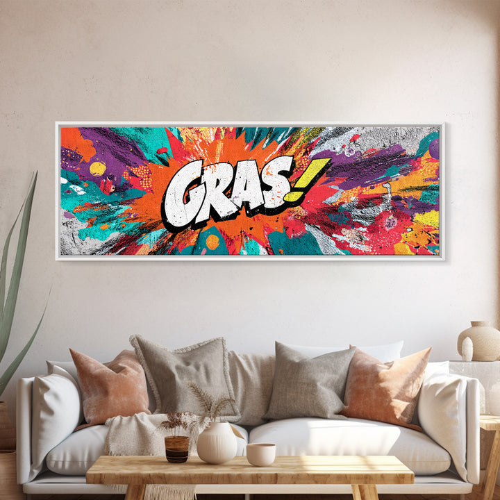 Comic Style Explosion with Game Icons Framed Canvas Print, Game Room Art, Neutral Decor, Game Room Decor, Fine Art, Play, GRA-3x1-7