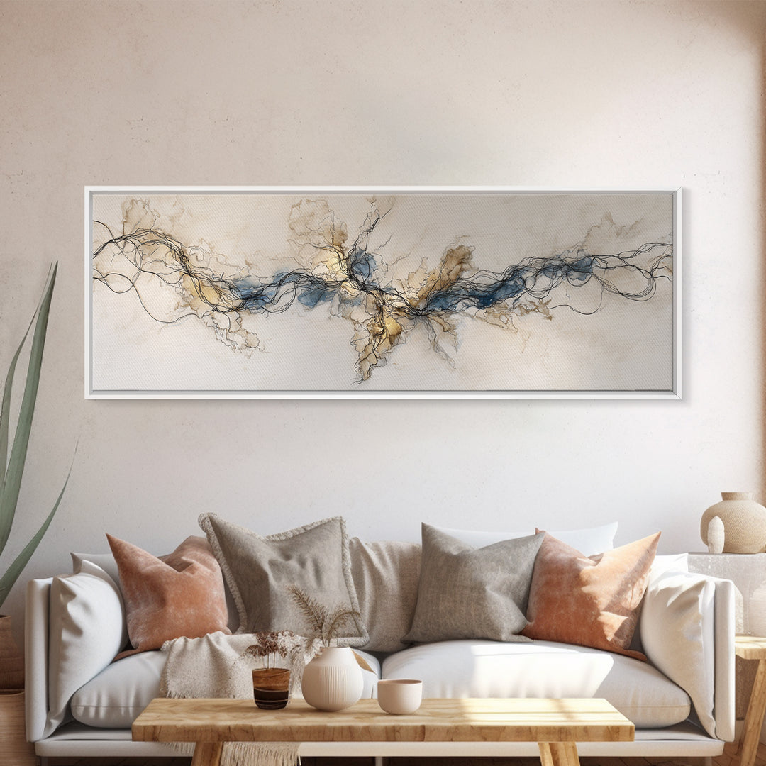 Controller Cable Forming a Playful Line Drawing Framed Canvas Print, Game Room Art, Canvas Art, Game Room Decor, Abstract Art, GRA-3x1-87