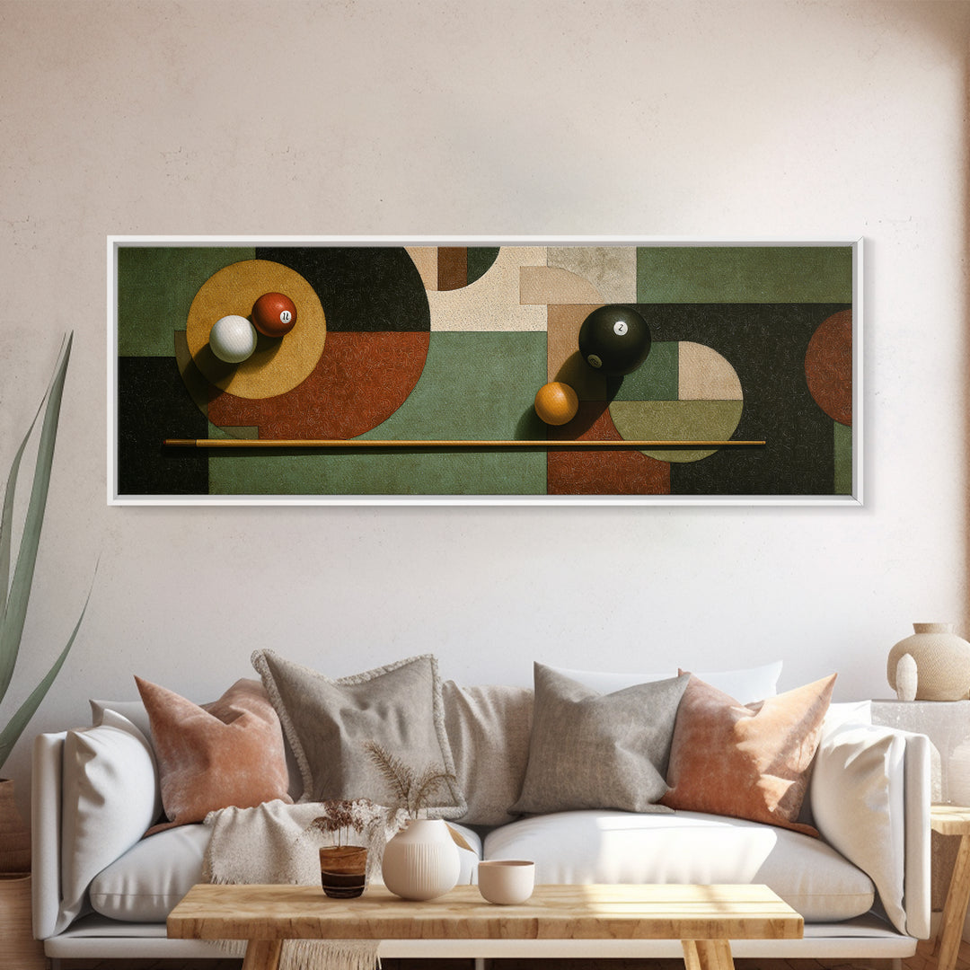 Pool Cue and Chalk on Green Felt Canvas Print, Game Room Art, Playroom Wall Decor, Game Room Decor, Play, Statement Artwork, GRA-3x1-98