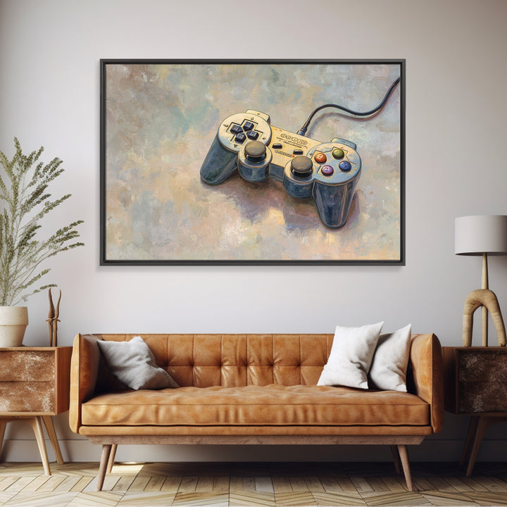 Old School Game Controller Framed Canvas Print, Game Room Art, Canvas Print, Game Room Decor, Fine Art, Play, Man Cave Decor, GRA-3x2-10