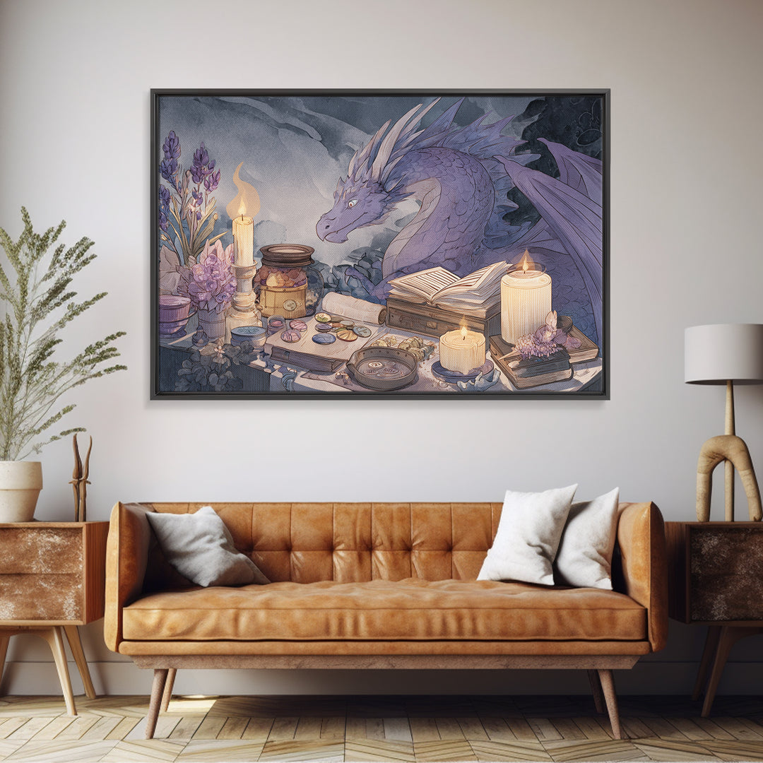 Fantasy Board Game Dragon Token Scene Framed Canvas Print, Game Room Art, New Home Gift, Game Room Decor, Fine Art, Play, GRA-3x2-15