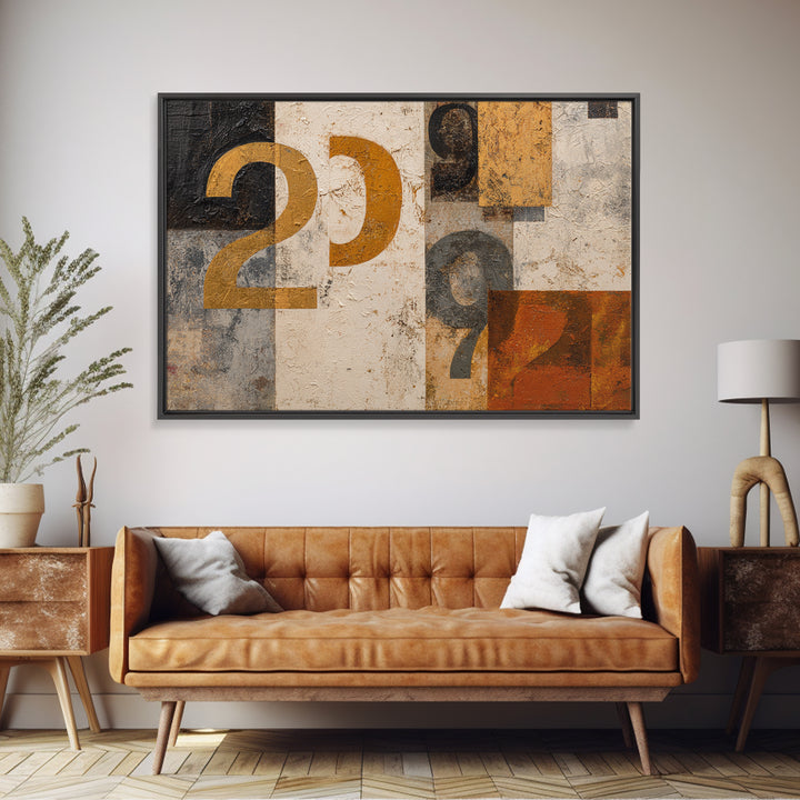 Scoreboard Numbers as Abstract Design Framed Canvas Print, Game Room Art, Modern Wall Art, Game Room Decor, Fine Art, Play, GRA-3x2-28