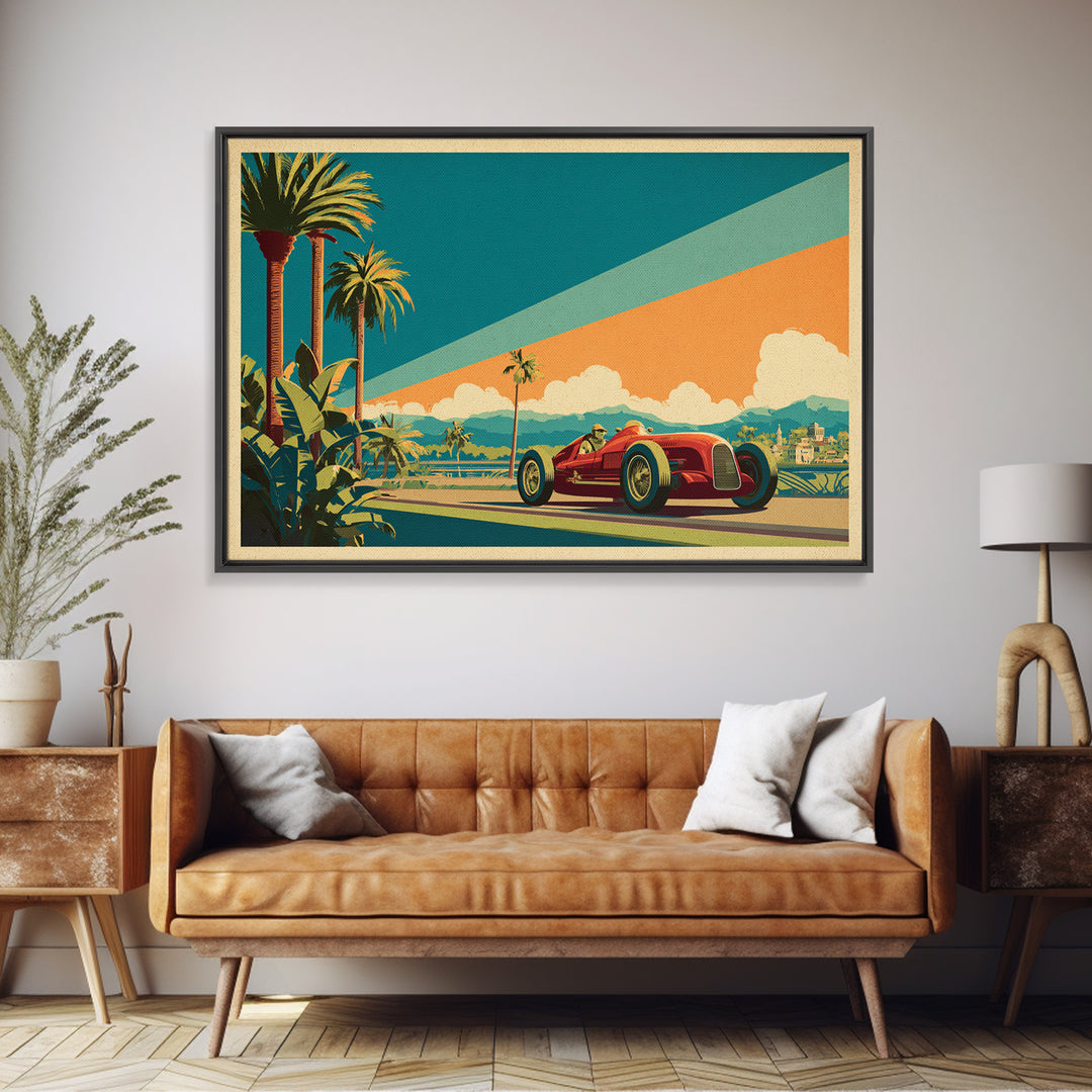 Retro Racing Car Game Poster Without Text Framed Canvas Print, Game Room Art, Living Room Art, Game Room Decor, Fine Art, Play, GRA-3x2-40