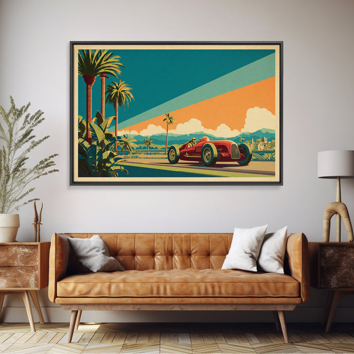 Retro Racing Car Game Poster Without Text Framed Canvas Print, Game Room Art, Living Room Art, Game Room Decor, Fine Art, Play, GRA-3x2-40