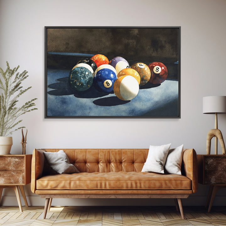 Billiards Eight Ball Framed Canvas Print, Game Room Art, Playroom Wall Decor, Game Room Decor, Play, Statement Artwork, GRA-3x2-78