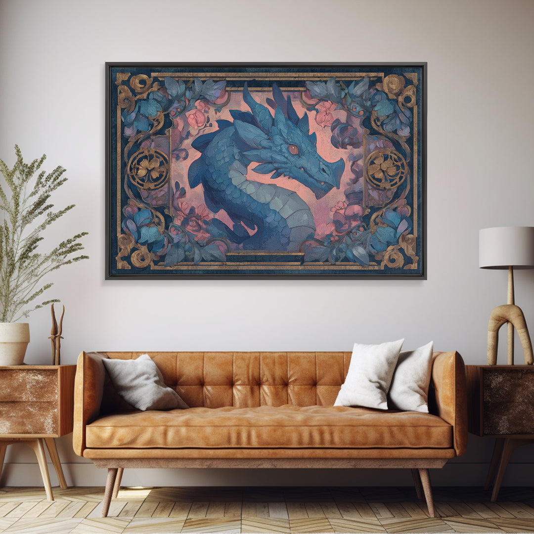 Fantasy Board Game Dragon Token Scene Framed Canvas Print, Game Room Art, Fine Art Print, Game Room Decor, Fine Art, Play, GRA-3x2-87