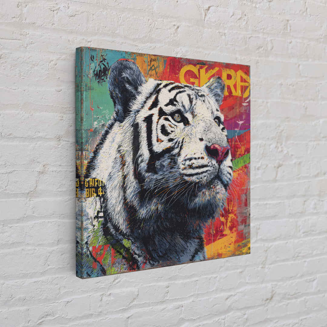 Urban Tiger Portrait Framed Canvas Print, Graffiti Art, Canvas Art, Living Room Decor, Fine Art, Street, Above Bed Decor, GRF-1x1-27