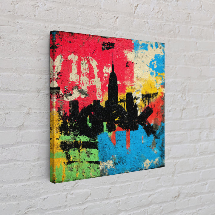 Paint Drips Forming a Skyline Silhouette Framed Canvas Print, Graffiti Art, Boho Decor, Living Room Decor, Fine Art, Street, GRF-1x1-61
