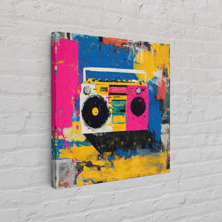 Boombox and Cassette Tape Framed Canvas Print, Graffiti Art, Gallery Decor, Living Room Decor, Fine Art, Street, Wall Art, GRF-1x1-62