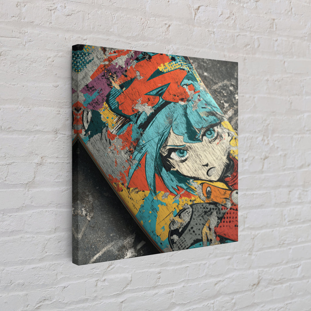 Skateboard Deck Graphic Framed Canvas Print, Graffiti Art, Large Wall Art, Living Room Decor, Fine Art, Street, Modern Wall Art, GRF-1x1-7