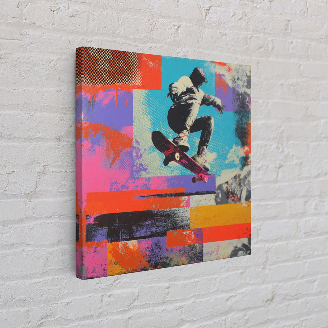 Bright Skateboard Ramp Color Fields Framed Canvas Print, Graffiti Art, Wall Sculpture, Living Room Decor, Fine Art, Street, GRF-1x1-72