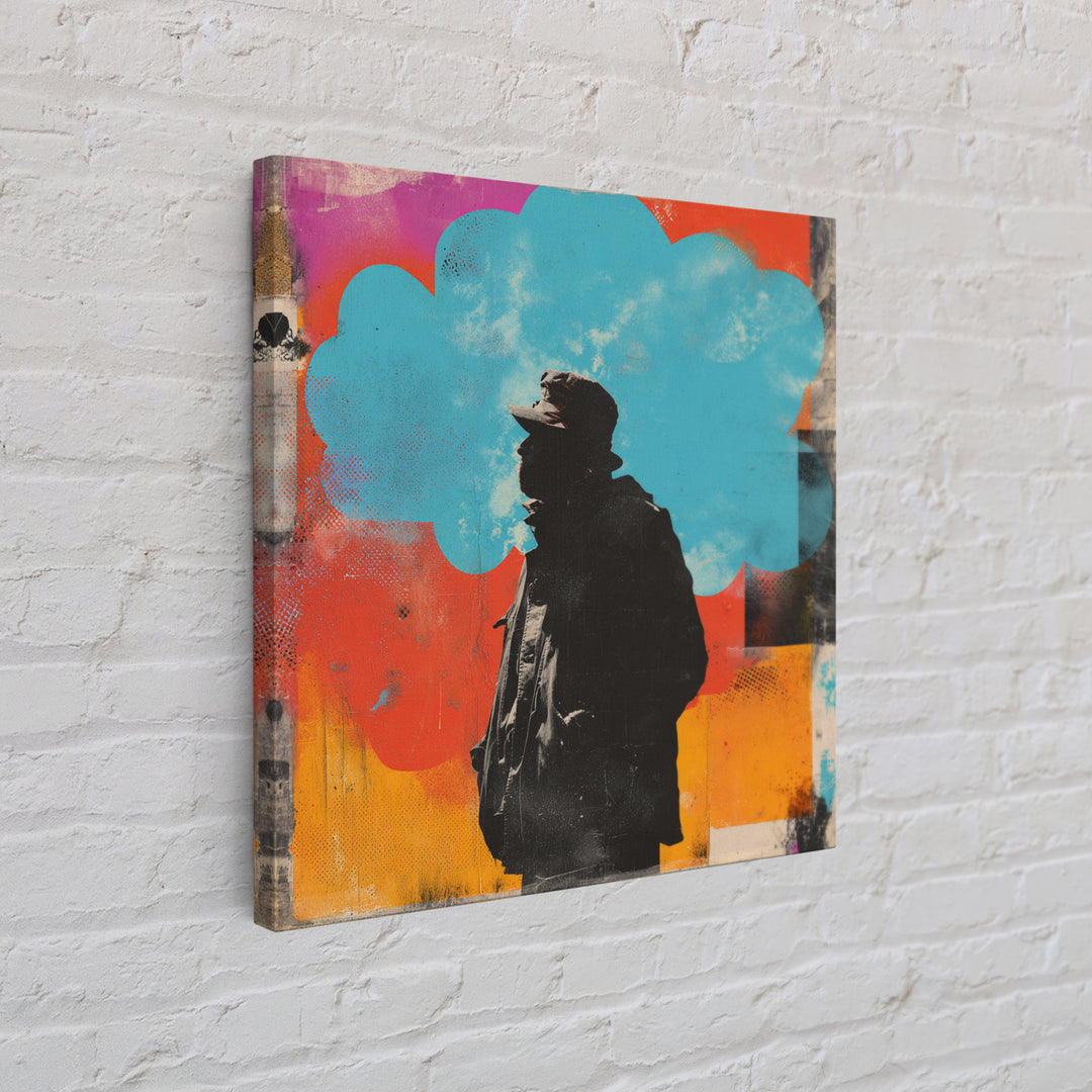 Masked Street Artist Silhouette Canvas Print, Graffiti Art, Modern Decor, Living Room Decor, Fine Art, Street, Poster, GRF-1x1-94