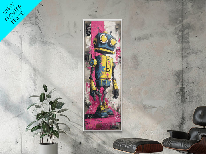 Cartoon Robot Character Canvas Print, Graffiti Art, Boho Wall Decor, Living Room Decor, Fine Art, Street, Textured Painting, GRF-1x3-22