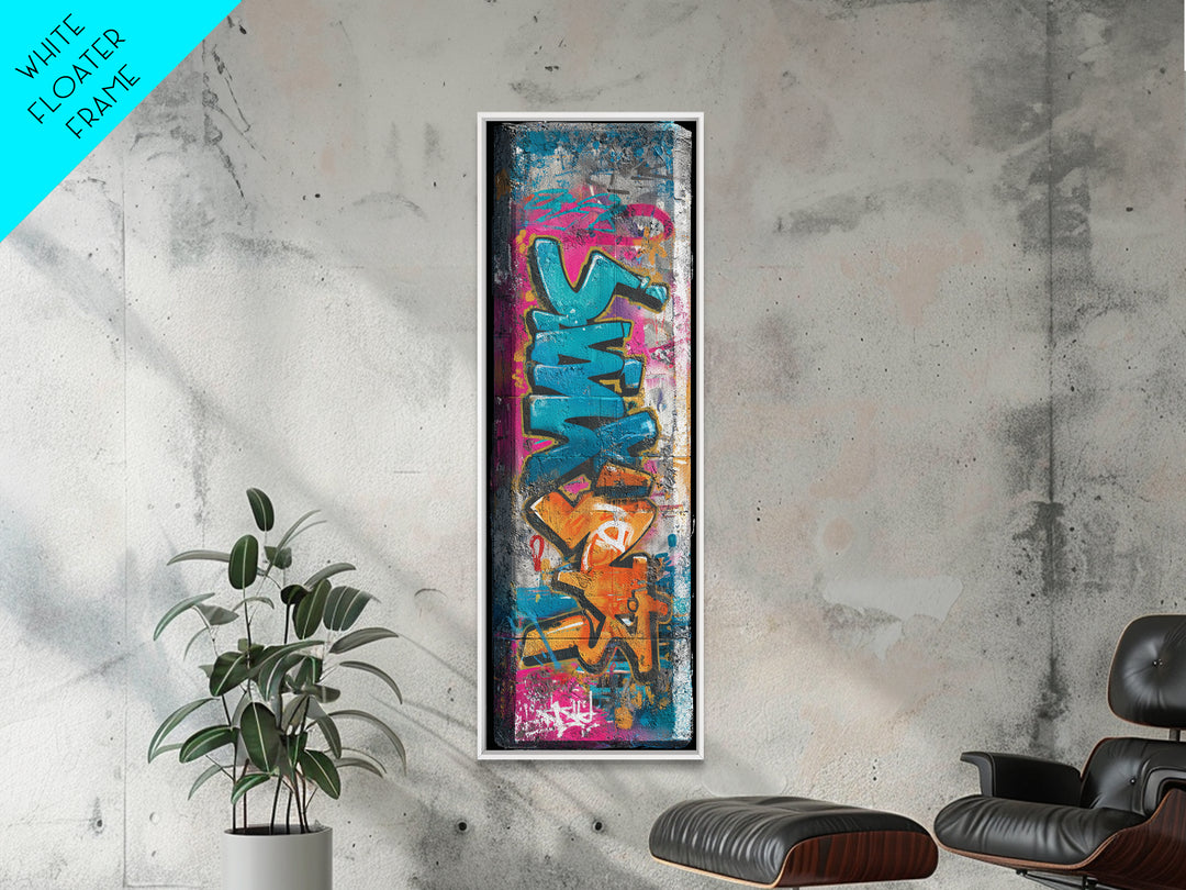 Graffiti Lettering Forms Without Readable Words Framed Canvas Print, Graffiti Art, Wall Art, Living Room Decor, Street, GRF-1x3-45
