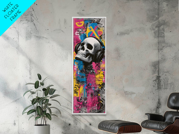 Skull and Headphones Mural Composition Canvas Print, Graffiti Art, 3d Wall Art, Living Room Decor, Street, Statement Artwork, GRF-1x3-59