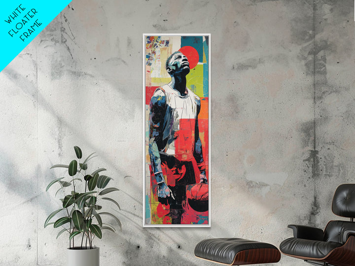 Basketball Player in Street Mural Energy Framed Canvas Print, Graffiti Art, 3d Wall Art, Living Room Decor, Fine Art, Street, GRF-1x3-80