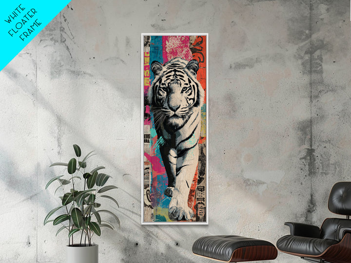 Urban Tiger Portrait Framed Canvas Print, Graffiti Art, Statement Artwork, Living Room Decor, Fine Art, Street, Wall Decor, GRF-1x3-87