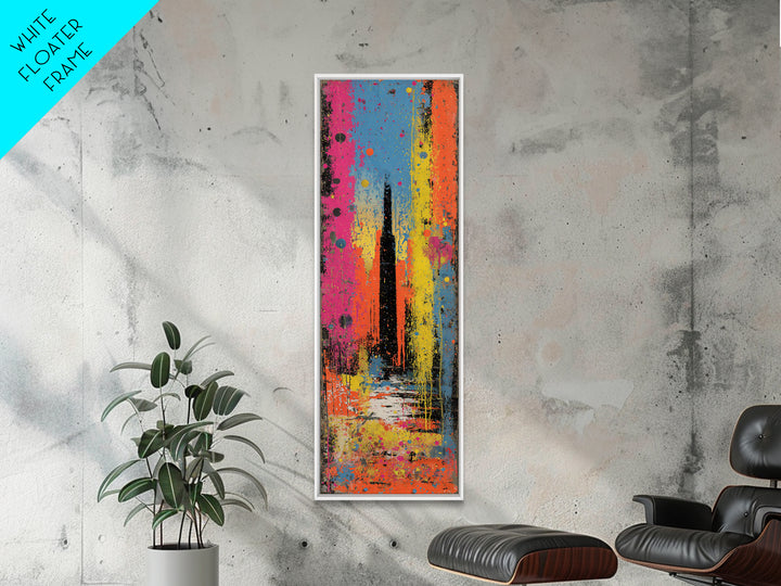 Paint Drips Forming a Skyline Silhouette Canvas Print, Graffiti Art, Boho Decor, Living Room Decor, Fine Art, Street, GRF-1x3-97
