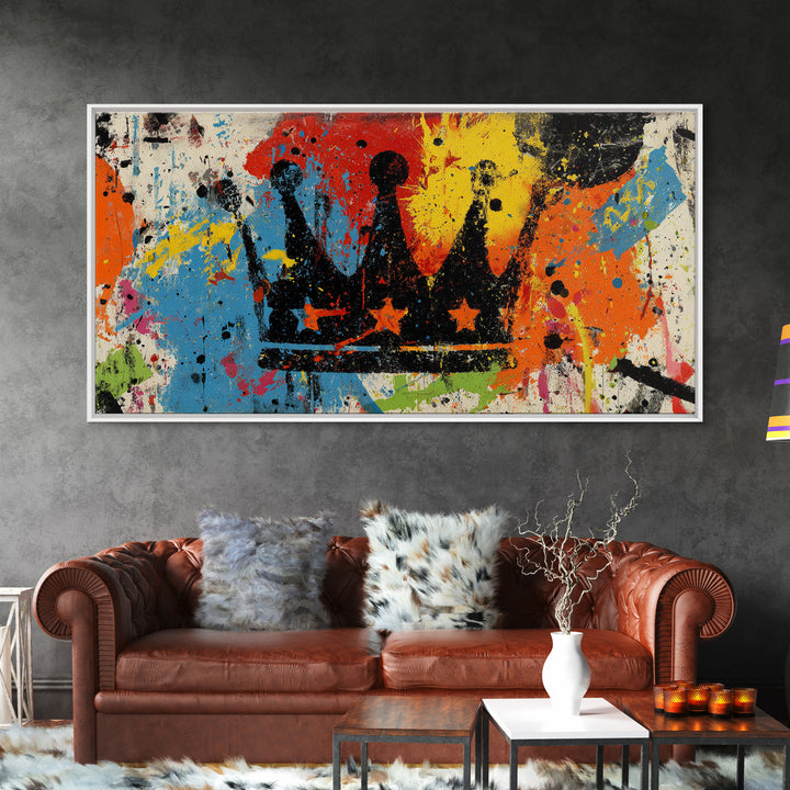 Abstract Crown and Stars Canvas Print, Graffiti Art, Prints, Living Room Decor, Fine Art, Street, Framed Art, Digital Print, GRF-2x1-39
