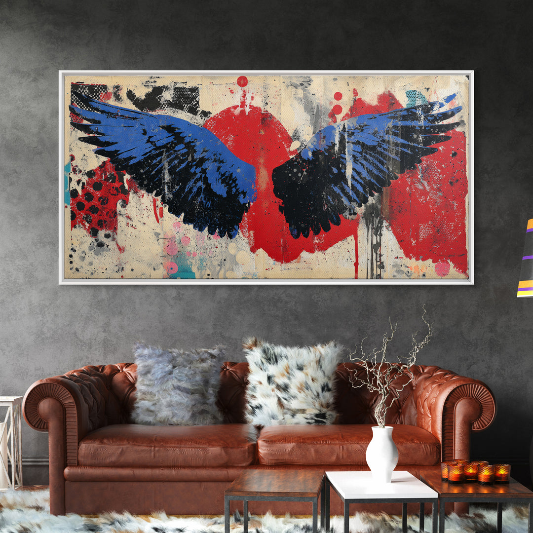 Spray Painted Angel Wings Canvas Print, Graffiti Art, Painting, Living Room Decor, Fine Art, Street, Canvas Art, Bedroom Decor, GRF-2x1-52