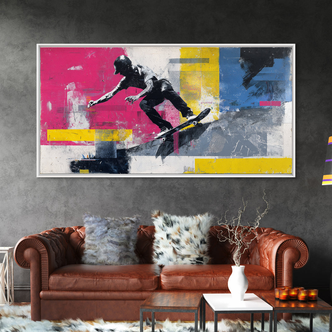 Bright Skateboard Ramp Color Fields Canvas Print, Graffiti Art, Canvas, Living Room Decor, Abstract Art, Street, GRF-2x1-68