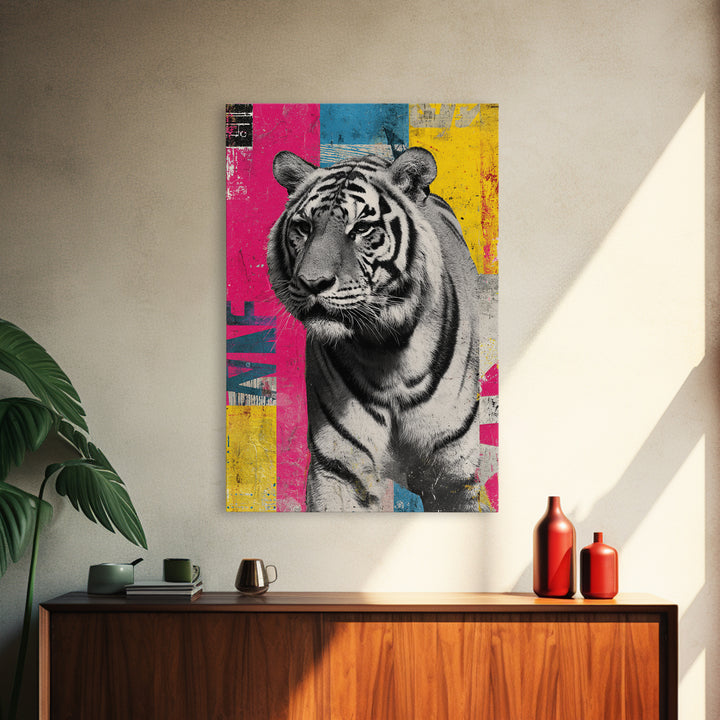 Urban Tiger Portrait Canvas Print, Graffiti Art, Canvas, Living Room Decor, Fine Art, Street, Abstract Wall Art, 3d Wall Art, GRF-2x3-35