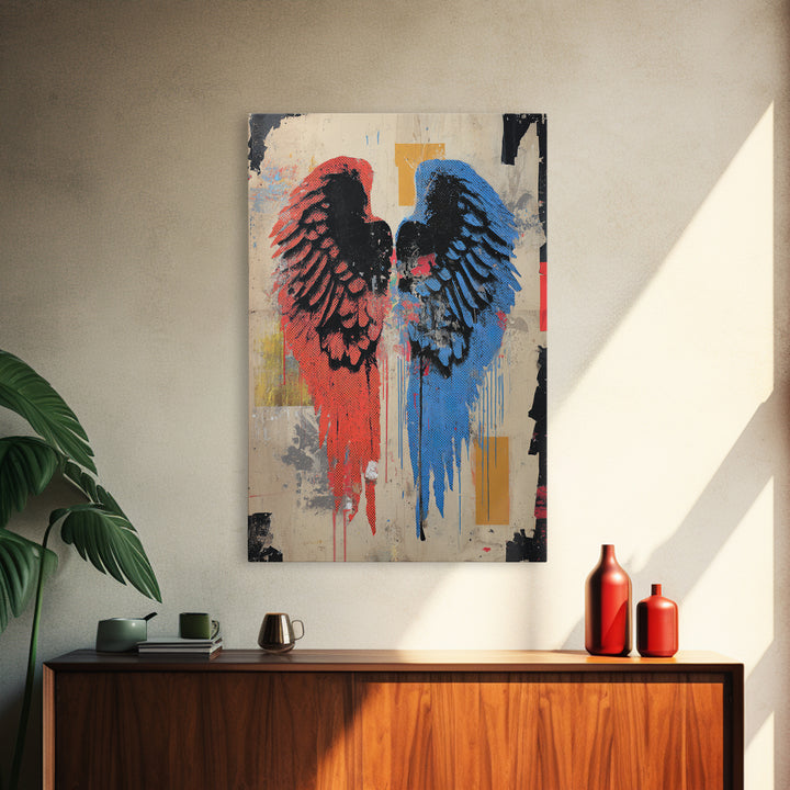 Spray Painted Angel Wings Canvas Print, Graffiti Art, Contemporary Art, Living Room Decor, Fine Art, Street, Original Painting, GRF-2x3-40