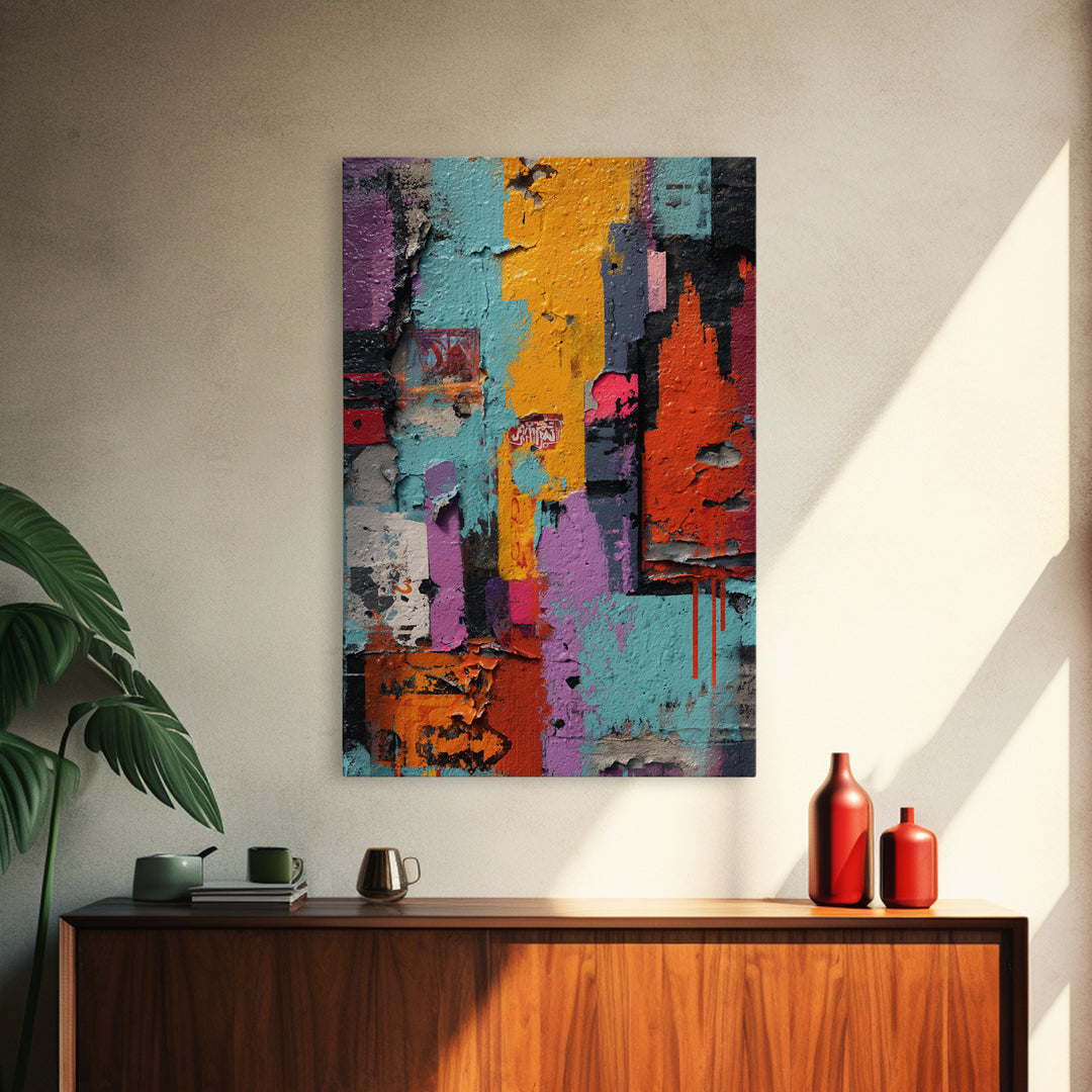 Paint Drips Forming a Skyline Silhouette Canvas Print, Graffiti Art, Large Wall Art, Living Room Decor, Fine Art, Street, GRF-2x3-45