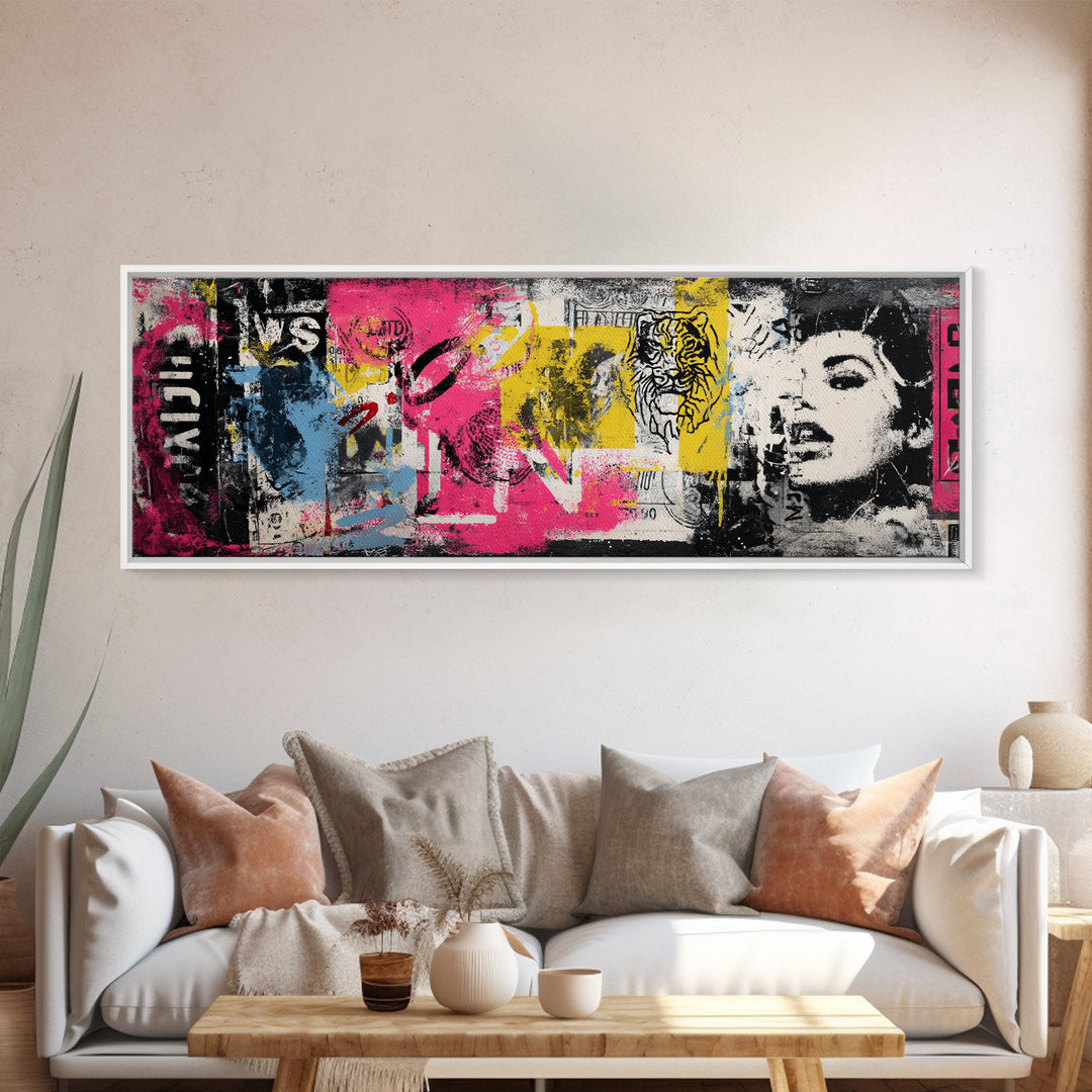 Urban Tiger Portrait Canvas Print, Graffiti Art, Luxury Decor, Living Room Decor, Fine Art, Street, Prints, Wall Hangings, GRF-3x1-19