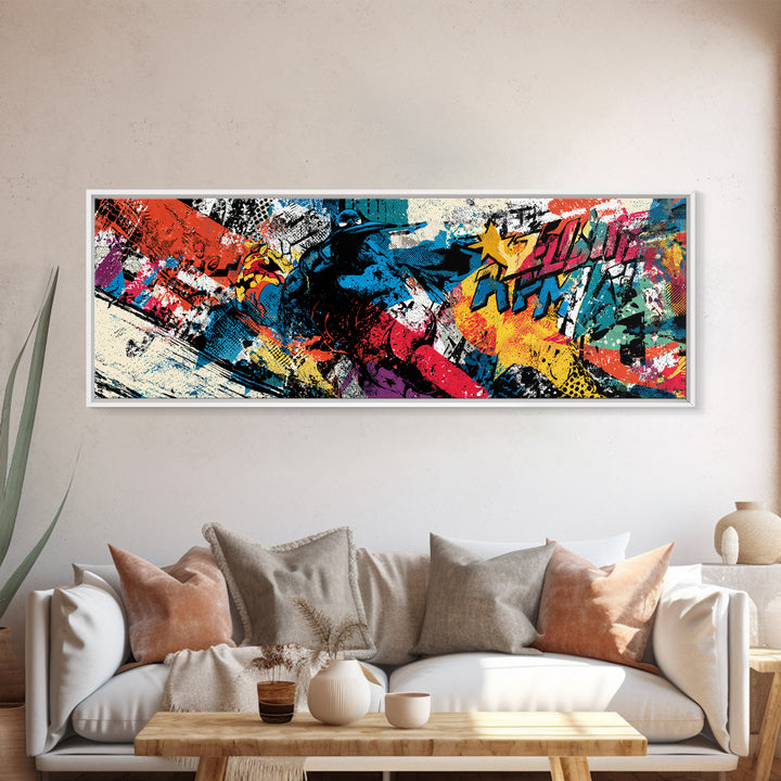 Wildstyle Arrows and Loops as Abstraction Framed Canvas Print, Graffiti Art, Art, Living Room Decor, Fine Art, Street, GRF-3x1-55