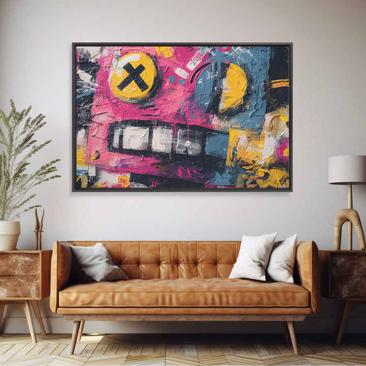 Cartoon Robot Character Canvas Print, Graffiti Art, Bedroom Decor, Living Room Decor, Fine Art, Street, Gallery Decor, GRF-3x2-38