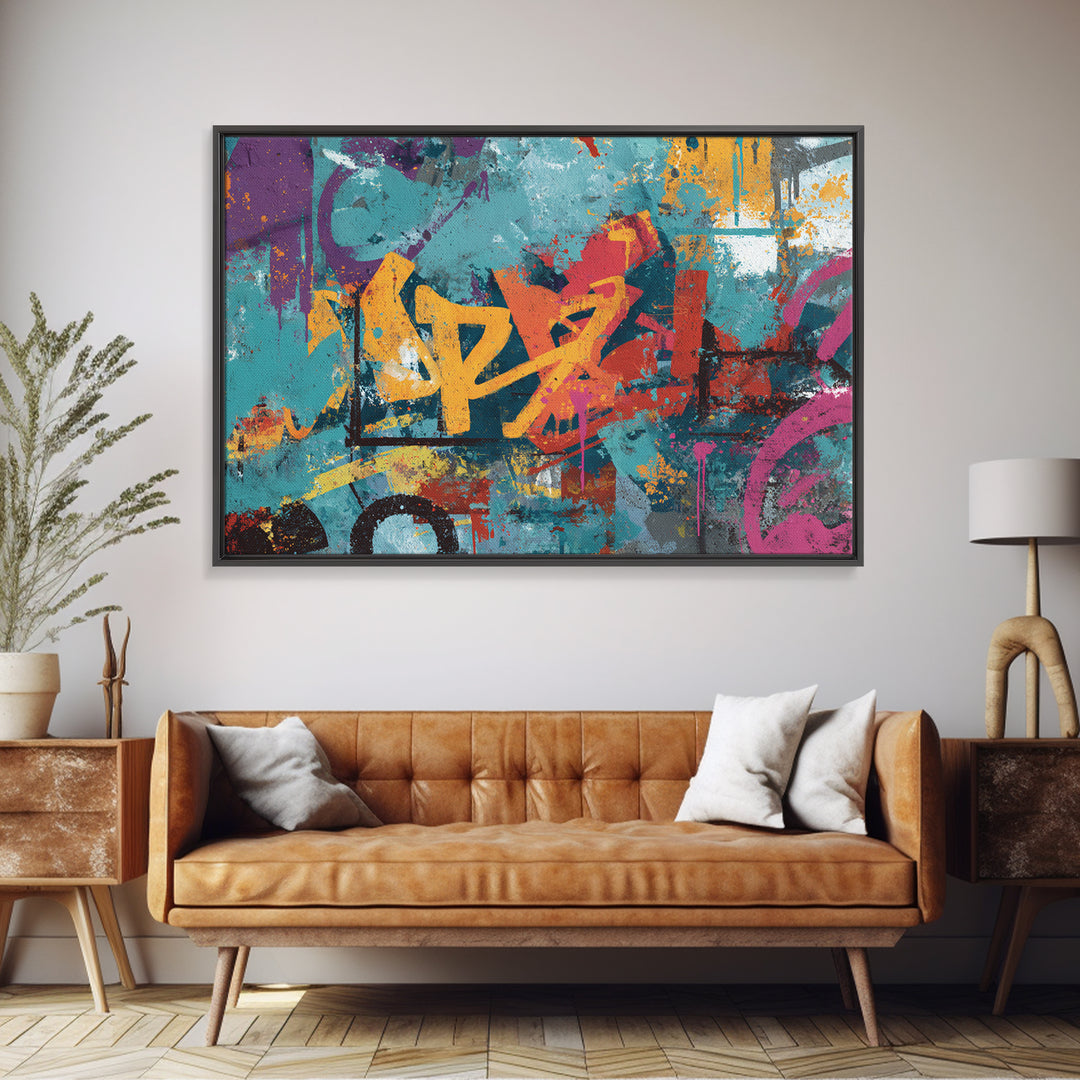 Wildstyle Arrows and Loops as Abstraction Canvas Print, Graffiti Art, Canvas, Living Room Decor, Abstract Art, Street, GRF-3x2-67