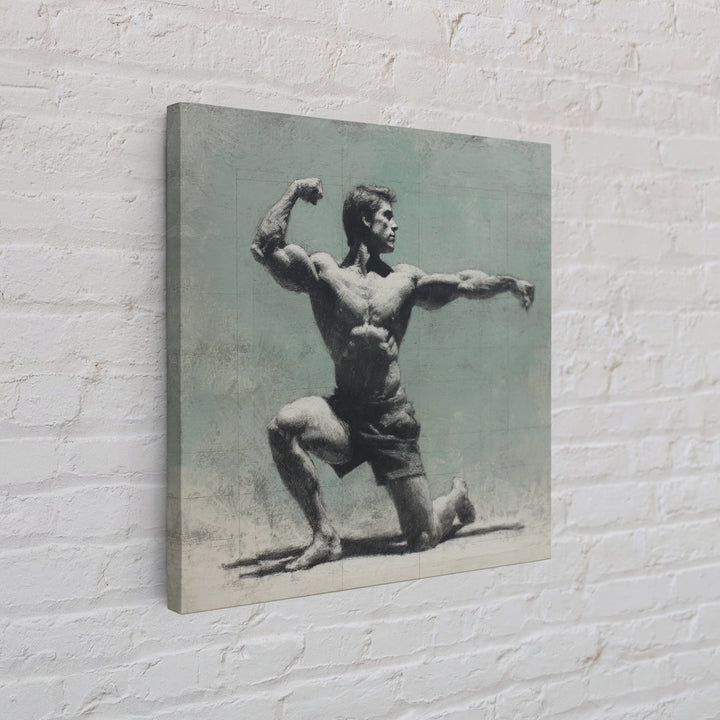 Bodybuilder Pose Rendered Framed Canvas Print, Gym Art, Cool Posters, Gym Decor, Strength, Gallery Decor, Neutral Decor, GYM-1x1-52