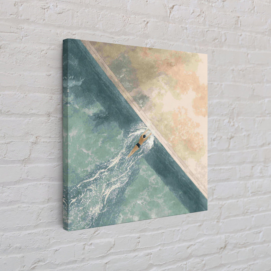 Swimmer Cutting Through Blue Water Canvas Print, Gym Art, Art Print, Gym Decor, Fine Art, Strength, Abstract Wall Art, GYM-1x1-91