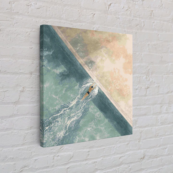 Swimmer Cutting Through Blue Water Canvas Print, Gym Art, Art Print, Gym Decor, Fine Art, Strength, Abstract Wall Art, GYM-1x1-91