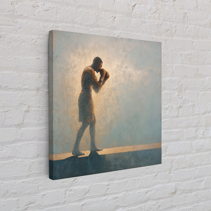 Powerful Boxer Silhouette Canvas Print, Gym Art, Living Room Decor, Gym Decor, Oil Painting, Strength, Sports Poster, GYM-1x1-97