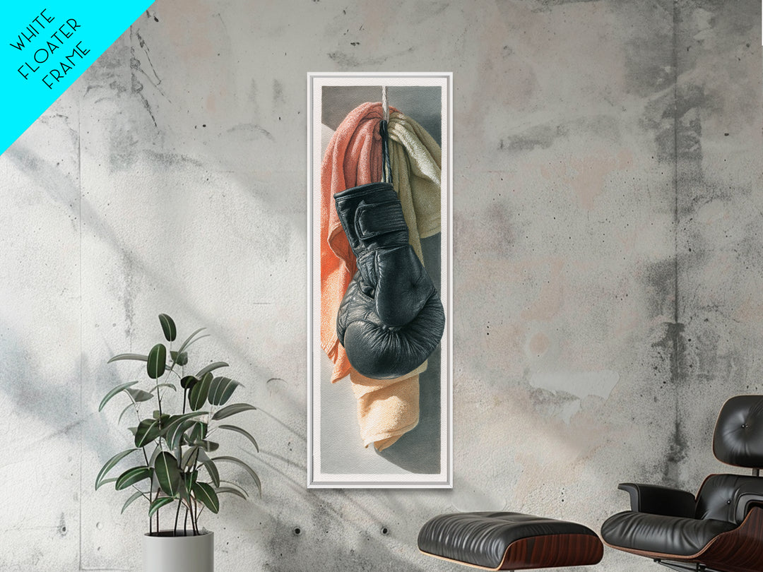 Boxing Glove and Towel Still Life Framed Canvas Print, Gym Art, Modern Home Decor, Gym Decor, Oil Painting, Strength, GYM-1x3-76