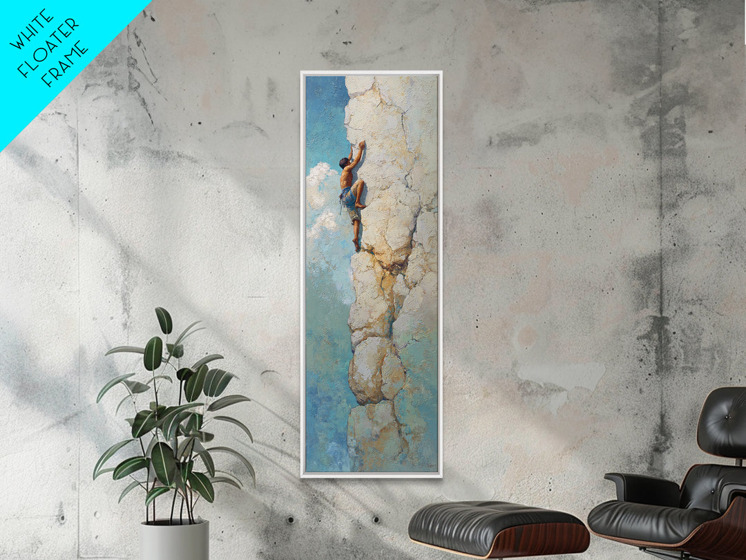 Rock Climber Reaching a Glowing Hold Canvas Print, Gym Art, Art Print, Gym Decor, Fine Art, Strength, Abstract Wall Art, GYM-1x3-94