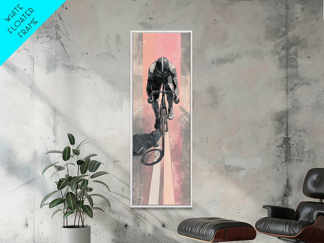 Cyclist Racing Through Neon Speed Lines Canvas Print, Gym Art, Room Decor, Gym Decor, Abstract Art, Strength, Bar Art, GYM-1x3-98