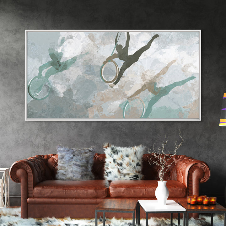 Gymnast Rings Athlete Framed Canvas Print, Gym Art, Bodybuilding Poster, Gym Decor, Fine Art, Strength, Modern Decor, GYM-2x1-11
