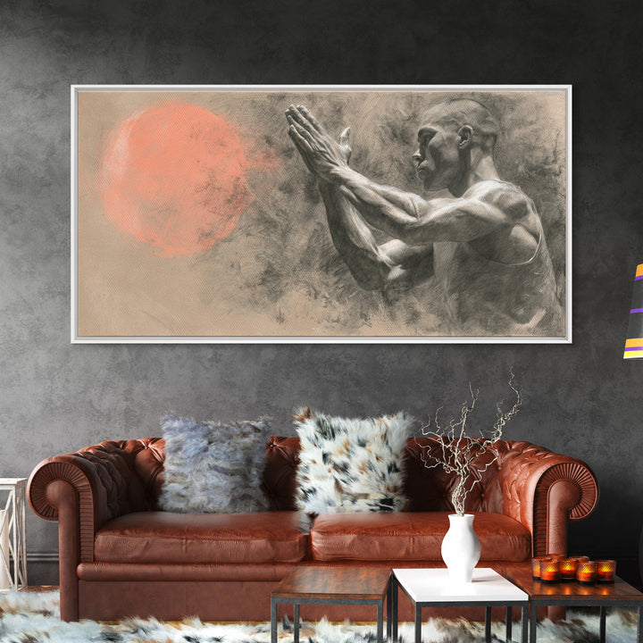 Bodybuilder Pose Rendered Canvas Print, Gym Art, Print, Gym Decor, Fine Art, Strength, Wall Decoration, Sports Decor, GYM-2x1-48