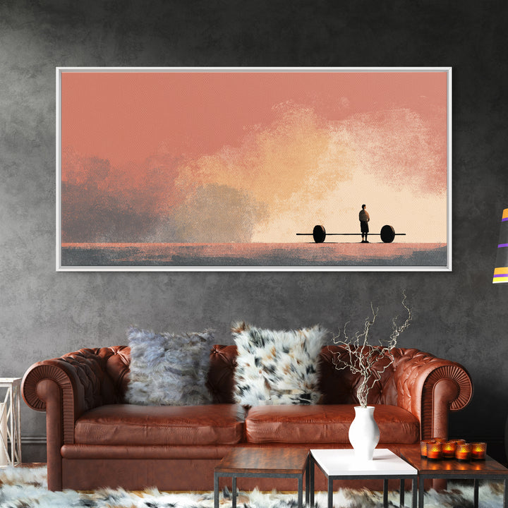Barbell and Plates Canvas Print, Gym Art, Abstract Wall Art, Gym Decor, Strength, Bodybuilding Poster, Modern Home Decor, GYM-2x1-70